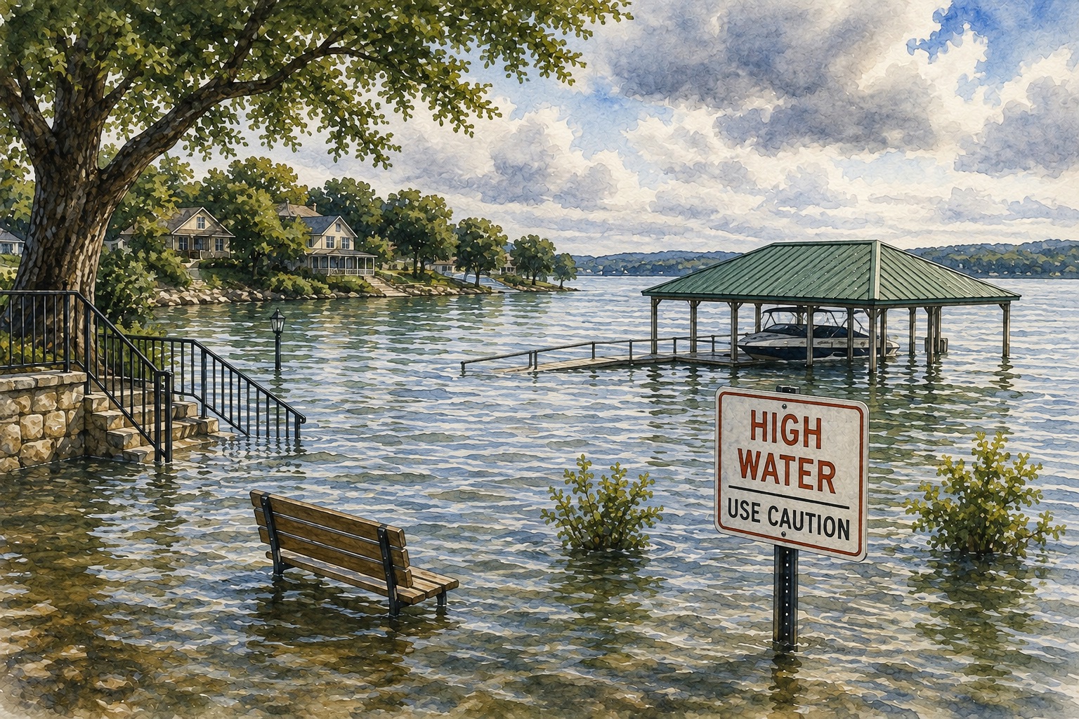 Lake flooding and high water